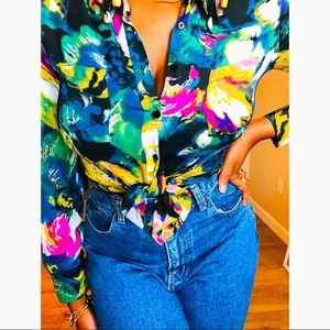 Long sleeve print blouse